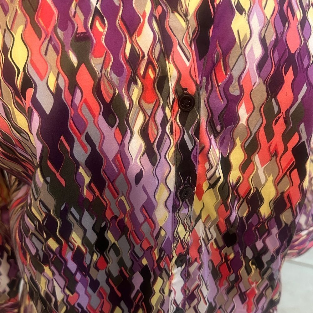Dana Buchman Multicolor Patterned Button Down Top… - image 4